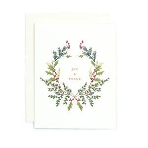 SET OF 6 - Joy & Peace Christmas Wreath Cards